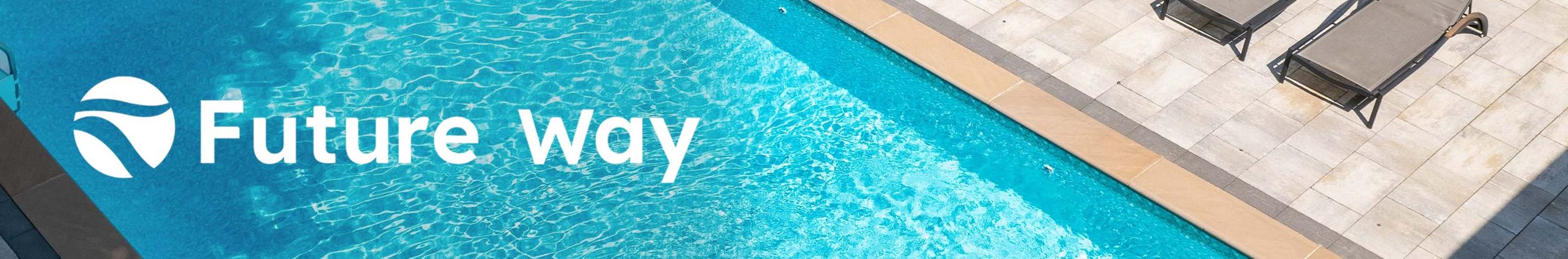 Future Way logo over sparkling pool water